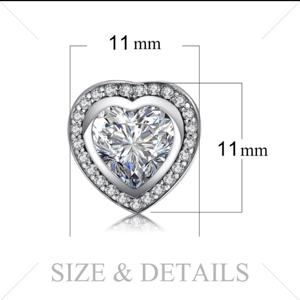 Crystal Heart Stud Earrings - Picture 3 of 5